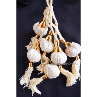 Beige / Green / Pink Cotton Fabric Balls Bunch Tassels, Latkan, Embellishments